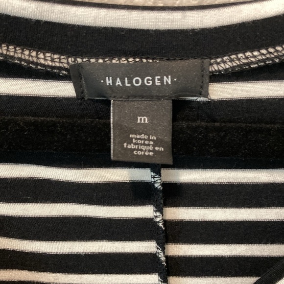 Halogen Long Sleeve Black and White Stripe Top - Picture 2 of 5